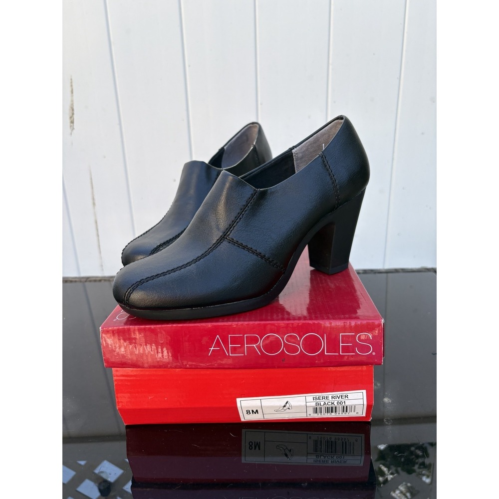 Vintage Aerosoles Black Womens Heels Size 8 Isere River 001 with Box 3.5" Heel